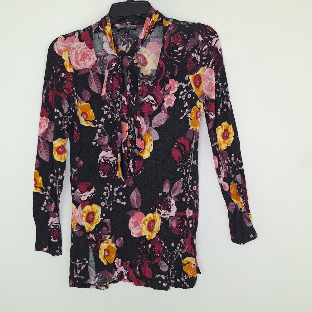 Y2K Cottagecore Floral Retro Grunge Boho Allison Brittney S Tie Neck L Top